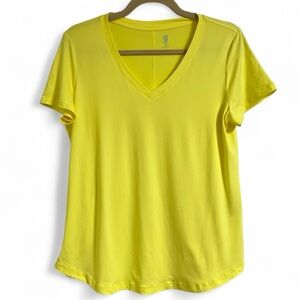 IDEOLOGY Yellow V-Neck Performance Workout Yoga Top,‎ M